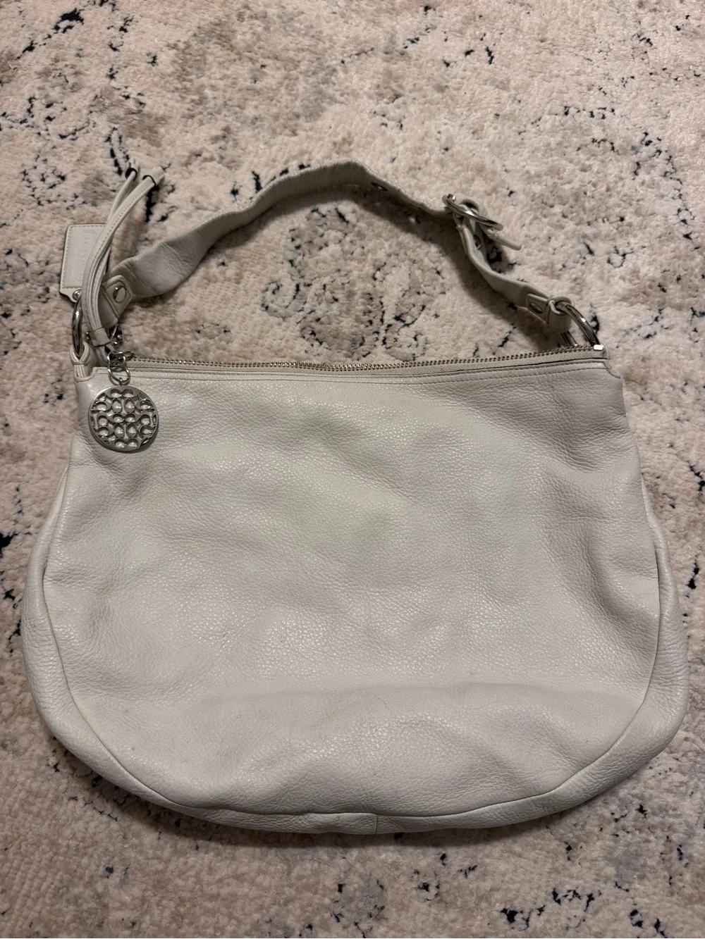 Vintage White Leather Coach Bag